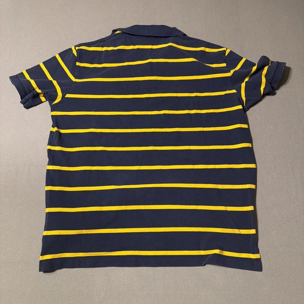 Vintage Polo Ralph Lauren Size XL Blue Stripe Yellow Polo Short Sleeve